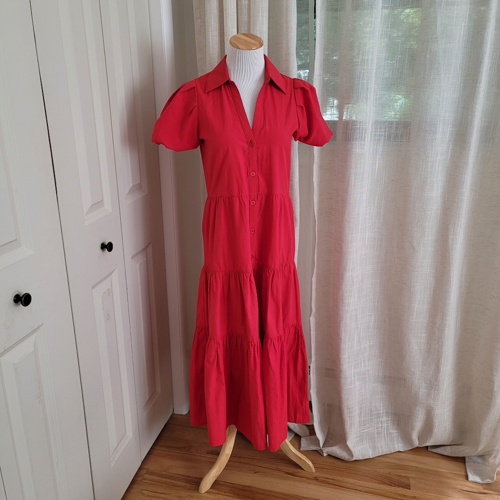 Brochu Walker Havana Tiered Maxi Dress Red Orange Size XS Pre-owned